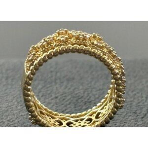 Filigree Band Ring With Intricate Design & Diamond Accents 7